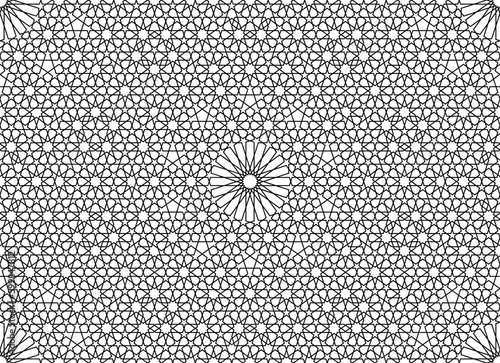 Seamless geometric ornament based on traditional islamic art. Black and white. photo