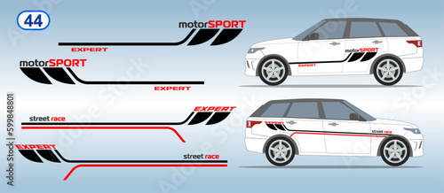 Car side door sticker stripe design. Auto vinyl decal template. Suitable for print or cut (Silhouette, cricut cameo etc.)
Scaling without loss of quality for different car model.