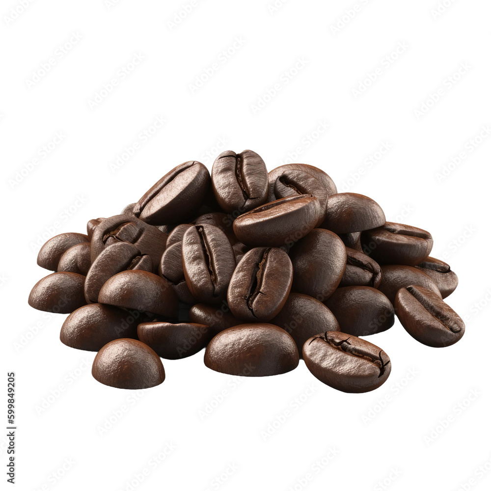 Coffee beans. Transparent isolated background. AI generated Coffee beans. Transparent isolated background. AI generated