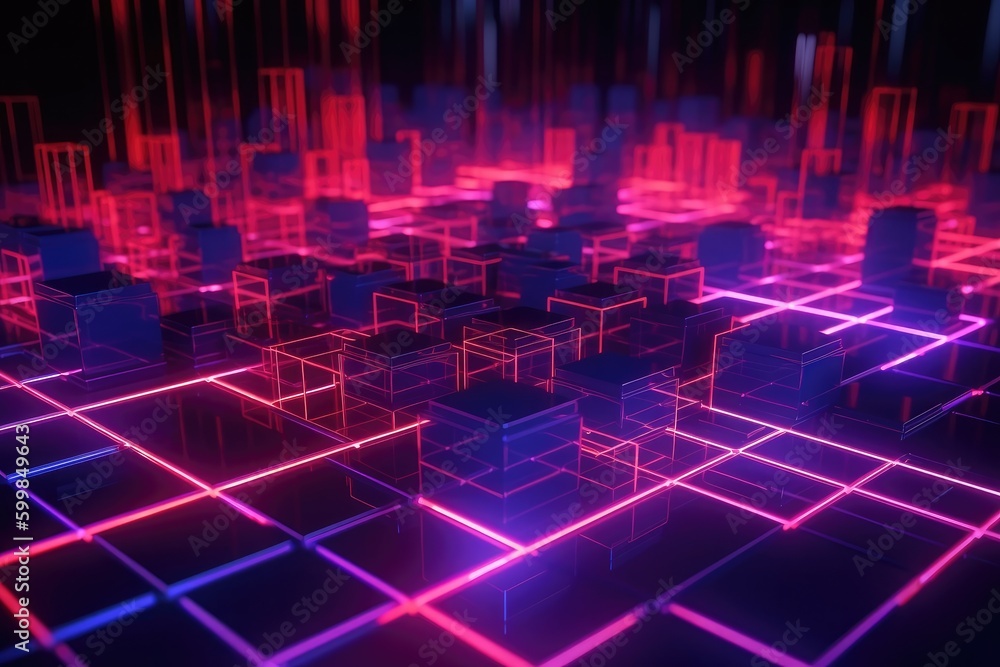 Neon lights floating in the night sky with generative AI Neon lights floating in the night sky with generative AI