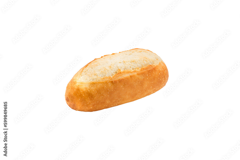 Crispy bread roll isolated against white background Crispy bread roll isolated against white background
