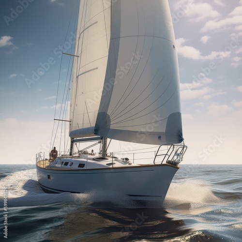Yacht in the sea, generative ai © AI BLONDY