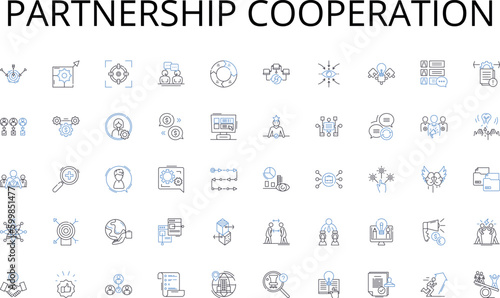 Partnership cooperation line icons collection. Promotions, Viral, Influencer, Creative, Contextual, Interactive, Incentive vector and linear illustration. Personalized,Guerrilla,Gamification outline