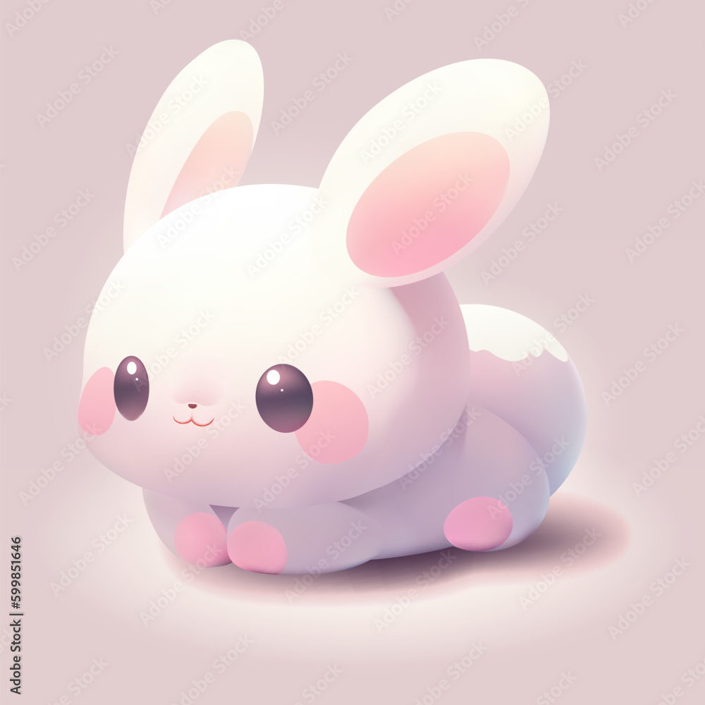 Cute little bunny with a kind smiling face and big eyes. Cute little bunny with a kind smiling face and big eyes.