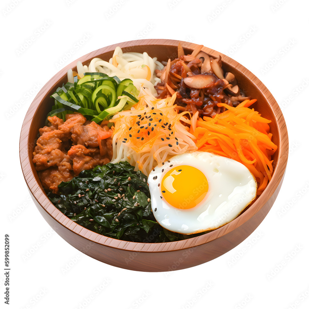 Bibimbap on a concrete background, traditional korean dish