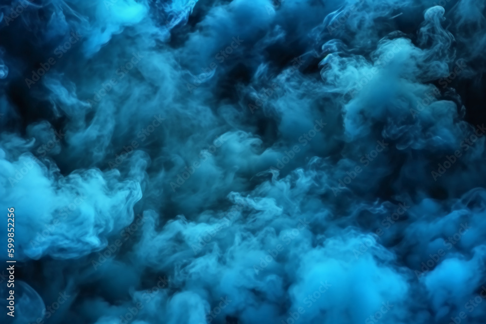 Sky nature cloud smoke black night background for horror blue poster design wallpaper. AI generative