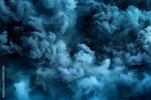 Sky nature cloud smoke black night background for horror blue poster design wallpaper. AI generative