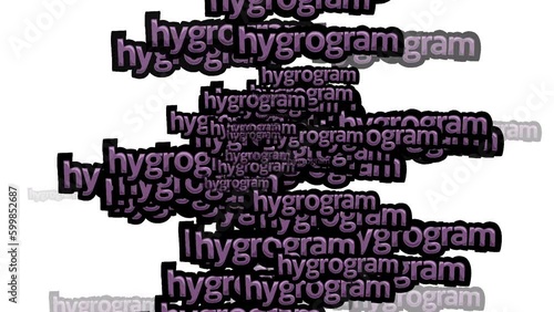 animated video scattered with the words HYGROGRAM on a white background photo