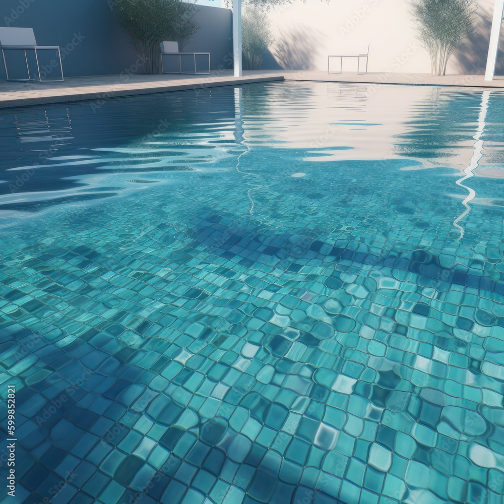 Swimming pool clear blue water , generative ai
