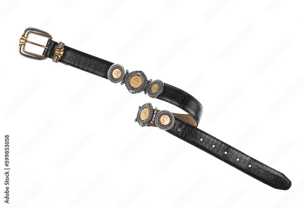 ancient leather belt isolated on white background ancient leather belt isolated on white background