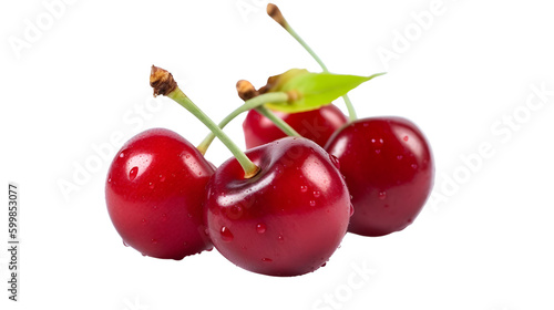 Delicious cherry isolated transparent background png Generative AI