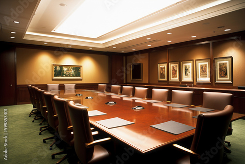 Empty Quiet boardroom for strategy planning   Generative AI