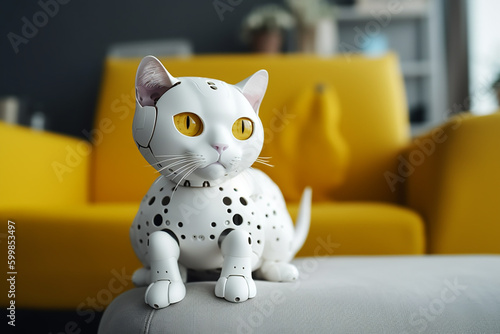 Robot cat as a pet in the house