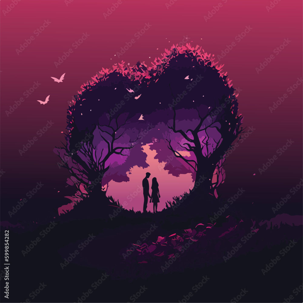 Romantic Couple lovers vector illustration