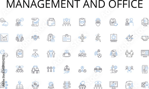Management and office line icons collection. Shopping, Clothing, Cosmetics, Home, Furniture, Accessories, Jewelry vector and linear illustration. Appliances,Electronics,Fashion outline signs set