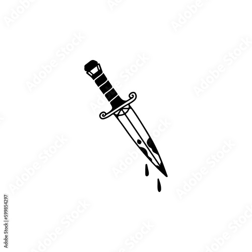 vector illustration of a dagger with fire