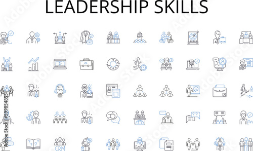 Leadership skills line icons collection. Boss, Executive, Director, Manager, Leader, CEO, Chairman vector and linear illustration. President,Supervisor,Head outline signs set