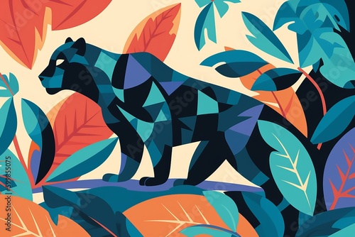 Black panther design  panther style  Mathis style. from generative ai