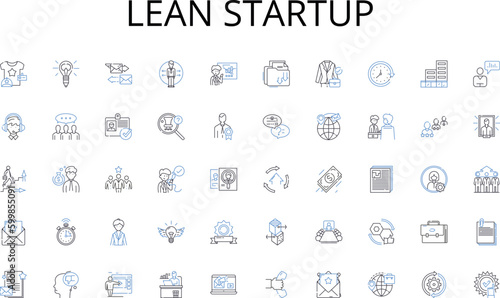 Lean startup line icons collection. Green, Natural, Earthy, Wooded, Lush, Wild, Serene vector and linear illustration. Rustic,Sustainable,Pristine outline signs set