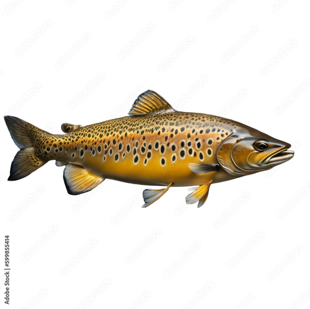 Fototapeta premium Trout, isolated, transparent background, no background. Generative AI.