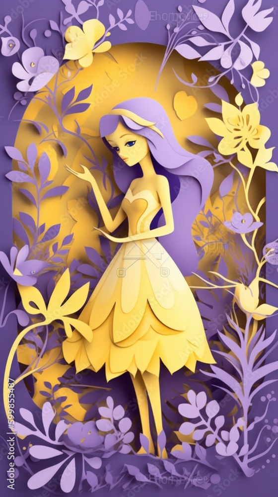 Beautiful and delicate woman concept paper cut art. Generative AI Beautiful and delicate woman concept paper cut art. Generative AI