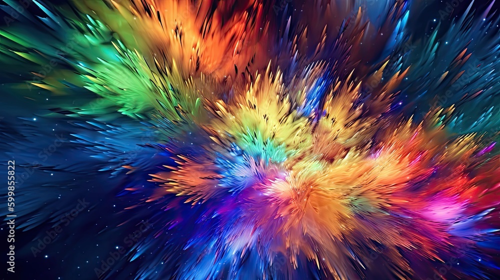Fototapeta premium A colorful, beautiful and surreal cosmic landscape background with stars and galaxies. Generative AI