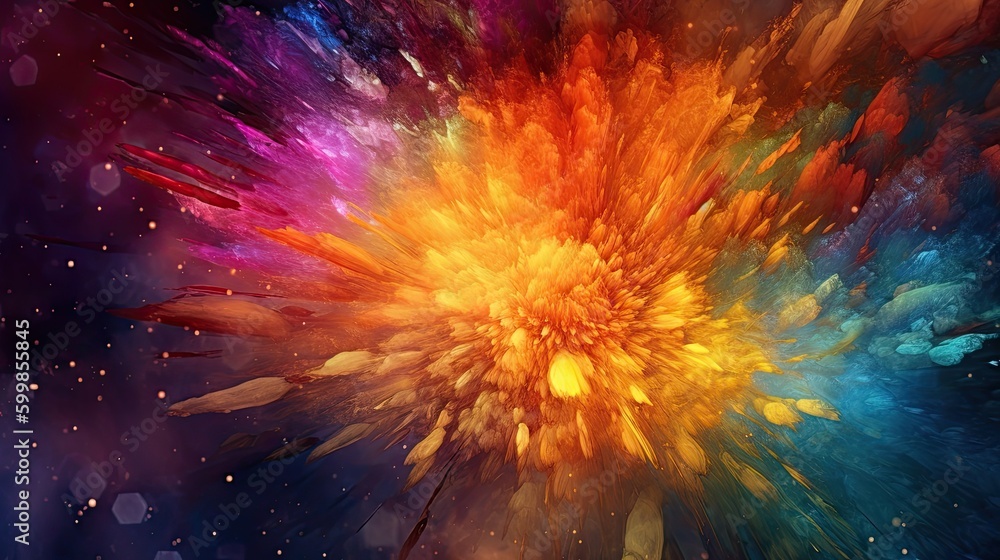 Fototapeta premium A colorful, beautiful and surreal cosmic landscape background with stars and galaxies. Generative AI