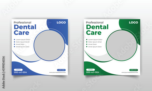 Modern professional social media post design template for dental care, medical, dentist. 