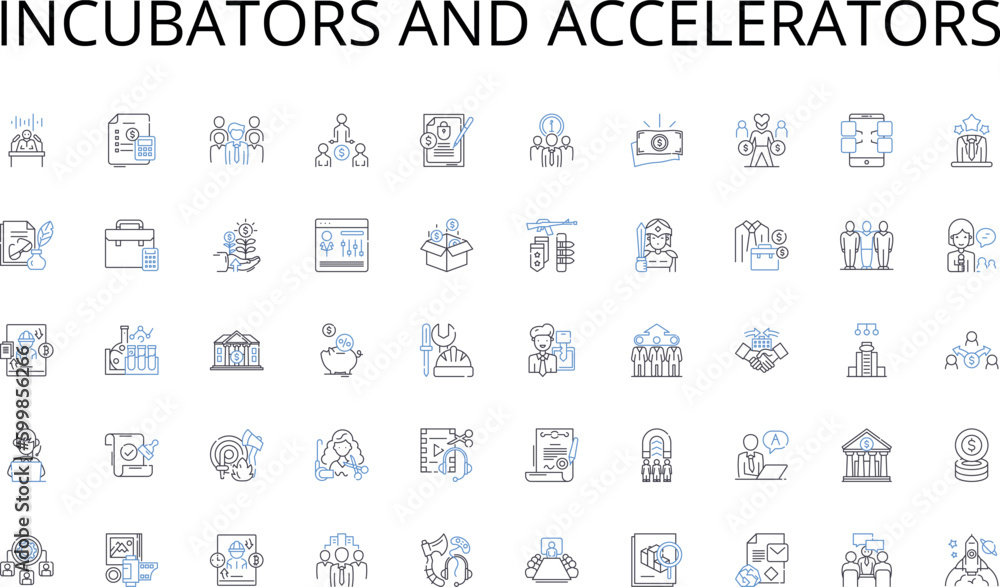 Incubators and Accelerators line icons collection. Computer, Monitor, Keyboard, Mouse, Desktop, Tower, Screen vector and linear illustration. CPU,Hard Drive,Graphics outline signs set Incubators and Accelerators line icons collection. Computer, Monitor, Keyboard, Mouse, Desktop, Tower, Screen vector and linear illustration. CPU,Hard Drive,Graphics outline signs set