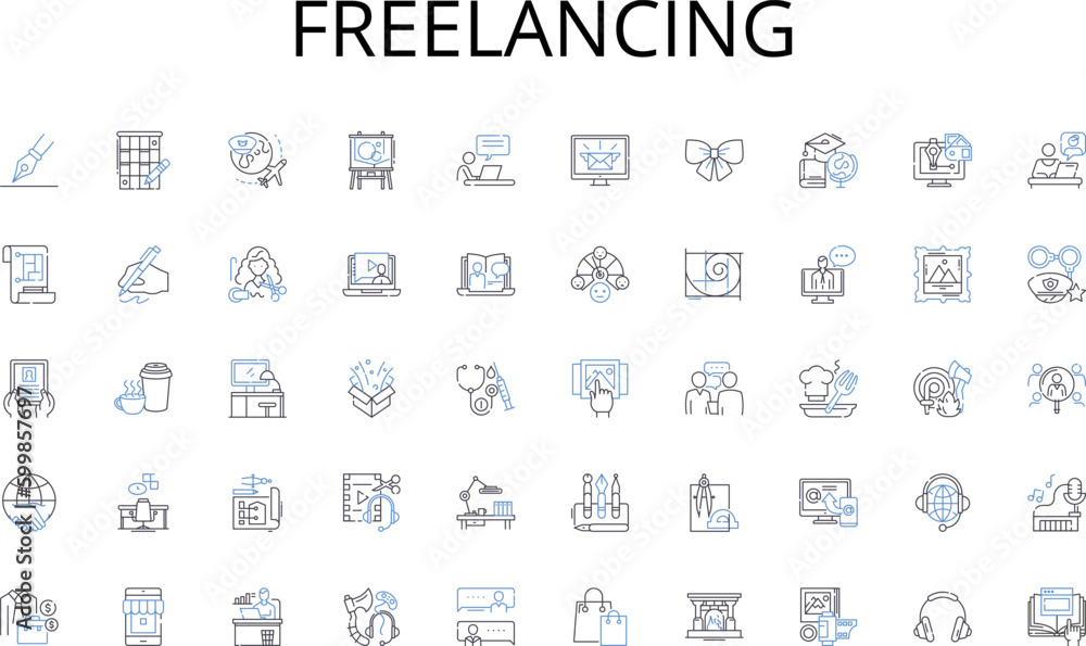 Freelancing line icons collection. Property, Acreage, Investment, Development, Landscaping, Natural, Rural vector and linear illustration. Urban,Farming,Agriculture outline signs set Freelancing line icons collection. Property, Acreage, Investment, Development, Landscaping, Natural, Rural vector and linear illustration. Urban,Farming,Agriculture outline signs set