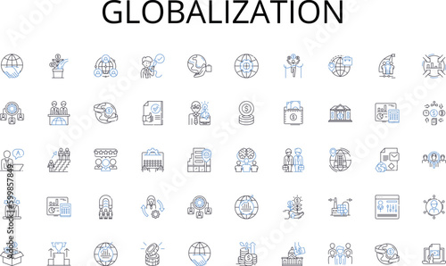 Globalization line icons collection. Collaboration, Trust, Equality, Understanding, Civility, Recognition, Harmony vector and linear illustration. Empathy,Admiration,Dignity outline signs set