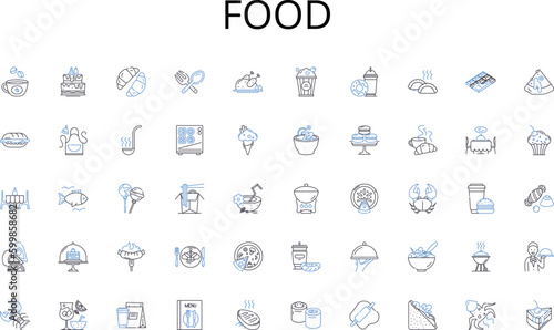 Food line icons collection. Youth, Teenagers, Adolescents, Minors, Kids, Juniors, Youngsters vector and linear illustration. Infants,Juveniles,Teen outline signs set