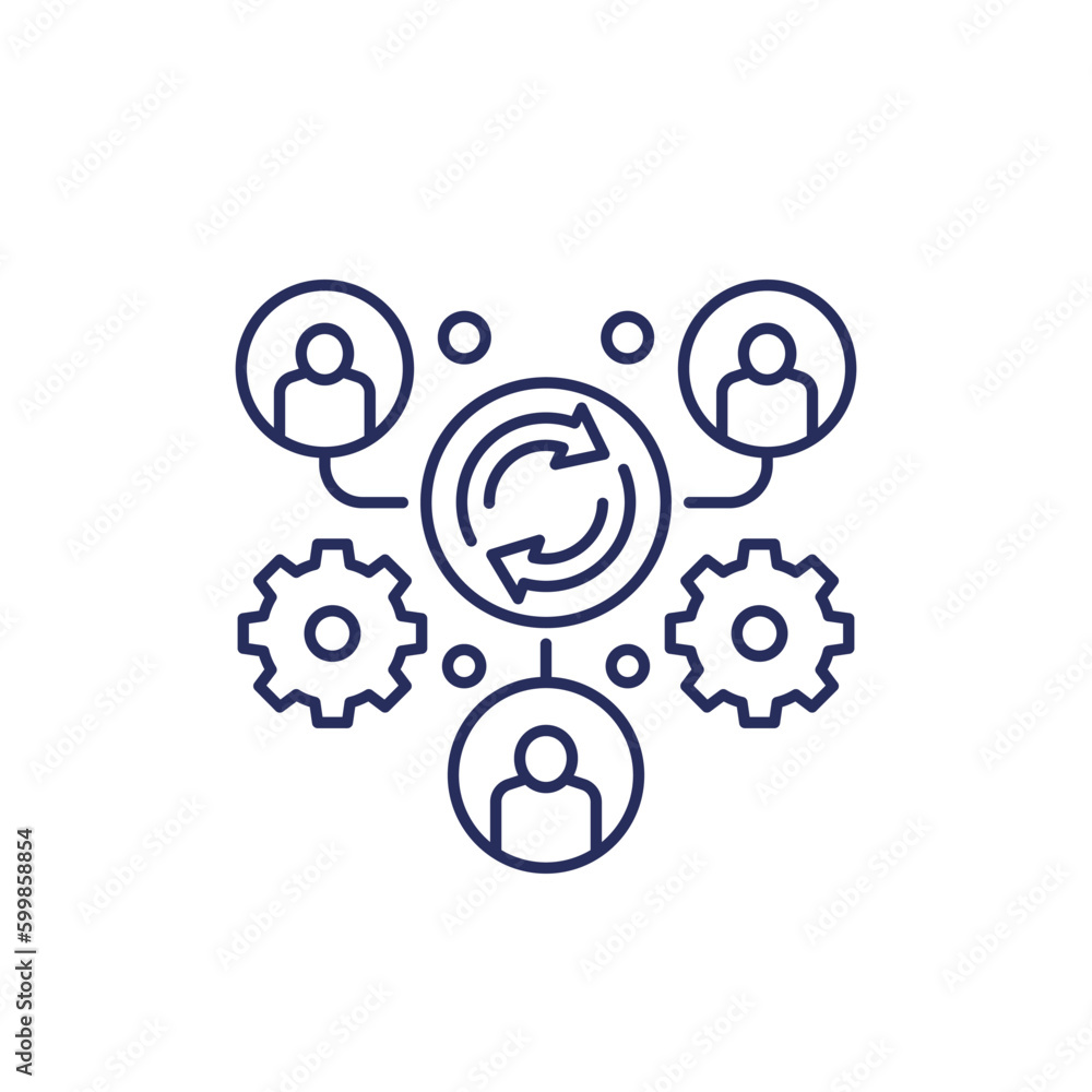 lead generation line icon with customers lead generation line icon with customers