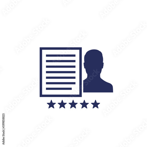 employee recruiting and candidate rating icon on white