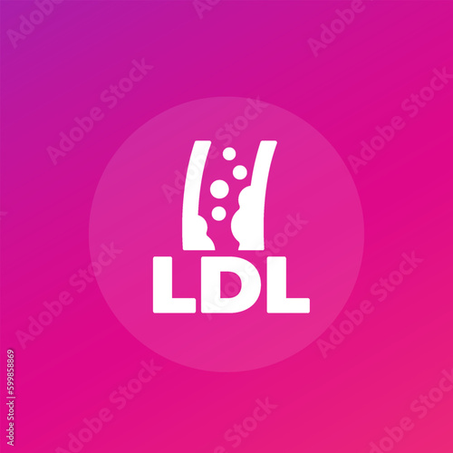 LDL cholesterol icon with an artery, vector
