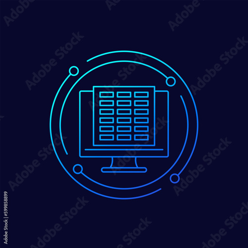 online spreadsheets icon, linear design