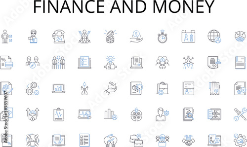 Finance and money line icons collection. Writing, Blogging, Copywriting, Photography, Videography, Graphic design, Podcasting vector and linear illustration. Animation,Storytelling,Editing outline