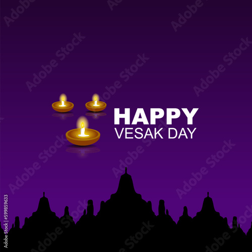 happy vesak day, greeting card and poster design for vesak day. Vesak Day is a holy day for Buddhists.