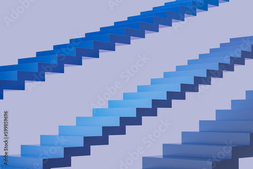 Three blue staircases over purple