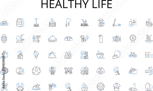 Healthy life line icons collection. Rewards, Gifts, Trophies, Awards, Honors, Medals, Tokens vector and linear illustration. Souvenirs,Incentives,Bonuses outline signs set