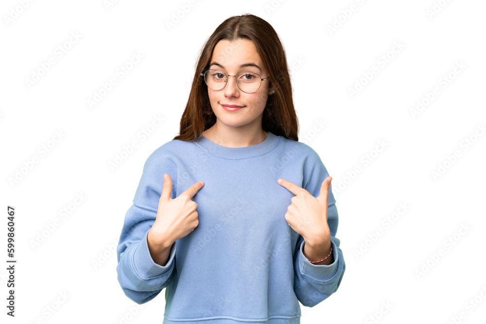 Teenager girl over isolated chroma key background with surprise facial expression Teenager girl over isolated chroma key background with surprise facial expression