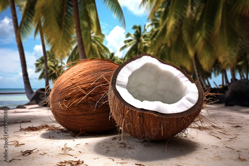 Fresh raw coconut Slice, High resolution image
