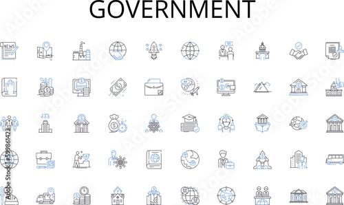 Government line icons collection. Virtual, Online, Webinar, Streaming, Zoom, Conference, Meeting vector and linear illustration. Remote,Teleconference,Videoconference outline signs set