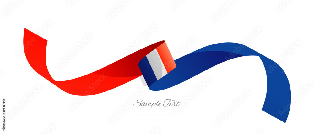 France flag ribbon vector illustration. France flag ribbon on abstract ...