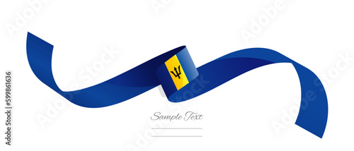 Barbadian flag ribbon vector illustration. Barbados flag ribbon on abstract isolated on white color background