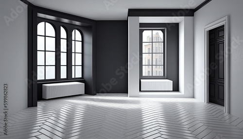 The sleek and minimalist interior design of an empty room  Generative AI