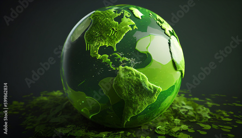 world environment and Earth day concept with green globe. Generative AI