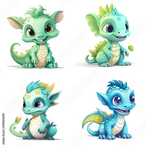 cartoon character of baby dragon  white background