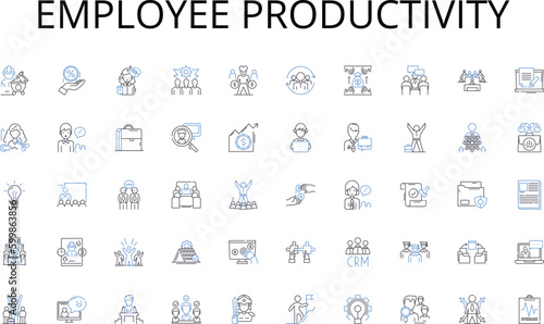 Employee productivity line icons collection. Reflection, Meditation, Reflection, Speculation, Consideration, Conjecture, Cogitation vector and linear illustration. Intellection,Ruminations