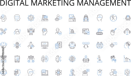 Digital marketing management line icons collection. Agility, Stamina, Teamwork, Endurance, Leadership, Dedication, Passion vector and linear illustration. Speed,Precision,Toughness outline signs set